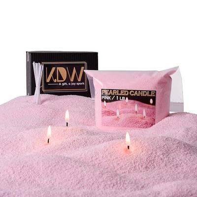 Pearled Candle Sand, Candle Sand Wax, Sand Candle Kit, Pink Refillable | DIY Candle Making Kit with Refillable Sand Candle Wax Beads, Cotton Wicks for Home Decor, Crafts, Gifts, Party and Holiday
