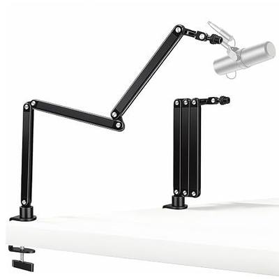 Mic Stand for Lightweight Mics,Microphone Boom Arm with Cable Management & 3/8" 5/8" Threads,Foldable for Streaming,Podcasting,Gaming