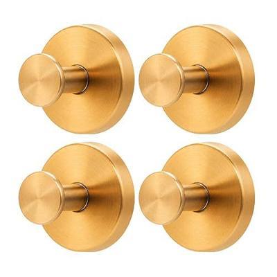 Heavy Duty Suction Cup Hooks for Shower, Removable Towel Hooks Gold 4pcs | Premium 18/8 Stainless Steel, Supports Up to 12 lbs, No-Drill Tool-Free Install, Works on Glass, Tile, Mirrors.