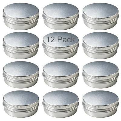 12 Pack 2oz Round Refillable Aluminum Salve Tins with Screw Lids | Small Metal Storage Tin Cans, Mini Empty Travel Containers Jars for Lip Balm, Lotion Bar, Salve, Candle, Creams, Spice
