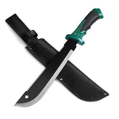 Machete for Yard Work, 17 inch Knife with Saw for Cutting Trees | Heavy Duty Gardening Machete for Bushcraft with Sheath, Hunting and Outdoor