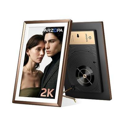 ARZOPA 2K Digital Picture Frame 14 Inch Free Cloud Storage No Subscription QHD Anti-Glare Touchscreen Metal Frame Load Photos Videos from Phone Ideal for Gifting - D14Pro Mocha Brown