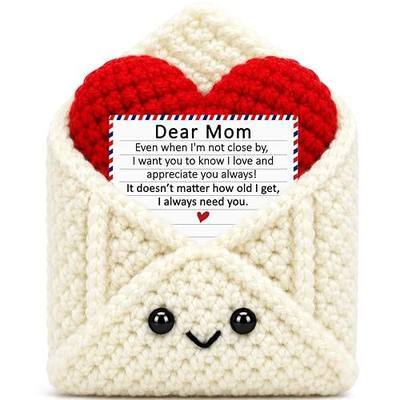 Gifts for Mom from Daughter Son, Mothers Day Card Gifts Handmade Crochet Envelope, Moms Birthday Gift Ideas for New Mama Mum Mother in Law Stepmom, Cute Desk Decor