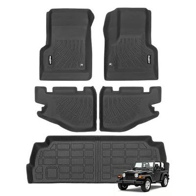 Floor Mats for 1997-2006 Jeep Wrangler TJ Accessories | Trunk Mat All Weather TPE Protector Odorless Interior Floor Liners