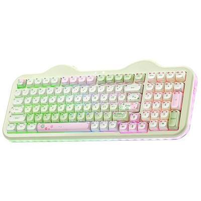 YUNZII C98 Wireless Mechanical Creamy Keyboard with PBT Mao Keycaps | 99 Key with Number Pad,BT5.0/2.4G/USB-C,Hot Swap Gasket Mount,Custom RGB Backlight Web for Win/Mac(Green Mao,Candy Switch)