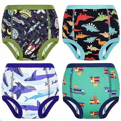 Potty Training Underwear Cotton Absorbent 4 Pack Reusable Toddler Pants for Boys and Girls 2T-9T