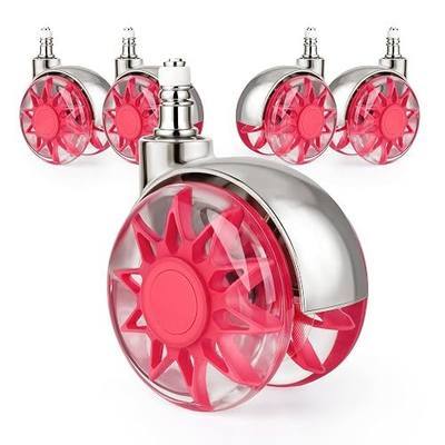 Office Chair Wheels 3" Dual Rollerblade Castor Wheels Replacement - Quiet Rubber Casters for Gaming Chairs, Heavy Duty Computer Chair Wheels for Carpet & Hardwood Floors, Set of 5 Pink