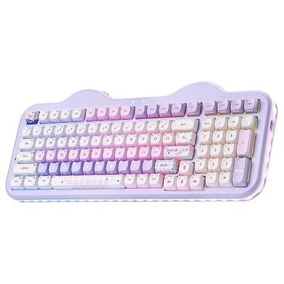 YUNZII C98 Wireless Mechanical Creamy Keyboard with PBT Mao Keycaps | 99 Key with Number Pad,BT5.0/2.4G/USB-C,Hot Swap Gasket Mount,Custom RGB Backlight Web for Win/Mac(Purple Mao,Candy Switch)