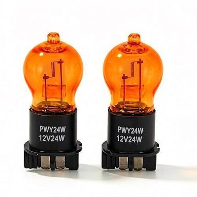 2 Pack PWY24W 12174NA Amber Front Turn Signal Bulb 12V 24W | Natural Amber PWY24W Blinker Bulb for 2013-2018 Ford Fusion Edge, for 2017-2020 Chrysler Pacifica 200 Front Turn Signal Light