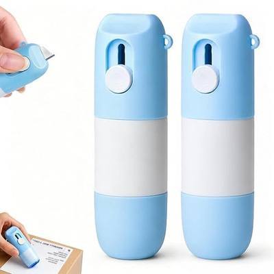 2-in-1 Box Cutter & Thermal Paper Eraser Pen- Water-Based Redacting Marker Pen with Built-In Unboxing Knife for One Smear Printed Text Covering on Labels, Receipts, Packages, Mail (2Pack)