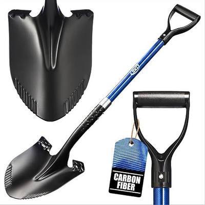 CKG Carbon Garden Shovel for Digging 43 Inches, Cold Steel Heavy Duty Gardening Shovel with Round Blade and Comfortable D Grip Spade Shovel for Gardening, Landscaping, Construction, Round Blade, Bule