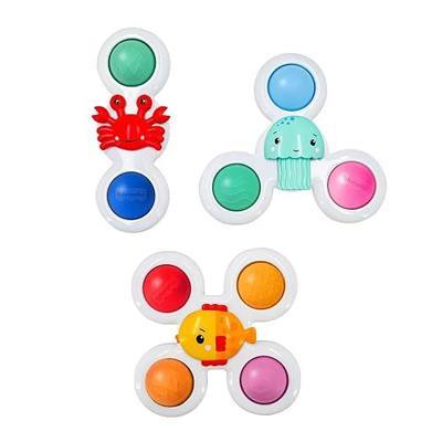 Fisher-Price™ Sensory Spin Set, 3-Piece Suction Cup Spinner Toys for Babies & Toddlers, Bath Toys & Activity Toys for High Chairs, Tables & Windows, 6M+