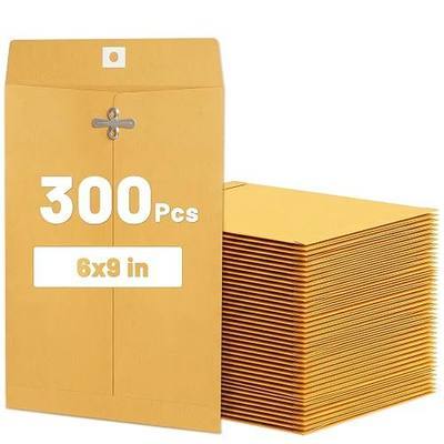 300pcs 6 x 9 Inch Clasp Envelopes, Manilla Envelopes, 28-lb Paper Mailing Envelopes, Brown Kraft Catalog Envelopes for Filing, Storing or Mailing Documents