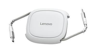 Lenovo 240W USB-C Retractable Cable, PD Fast Charging USB-C to USB-C, Smart Retractable Design, 1.2m (3.94 Ft), 480Mbps Data Transfer, Compact Portable Charger Cable for Laptop Tablet Phone, White
