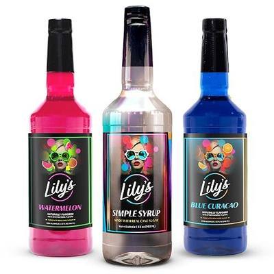Lily’s Mixers Red White & Blue Variety Pack: Lime Juice Cordial, Simple Syrup & Watermelon | American Made Craft Drink Mixers for 4th of July Cocktails, Mocktails & Party Drinks | 32 Oz, Pack of 3