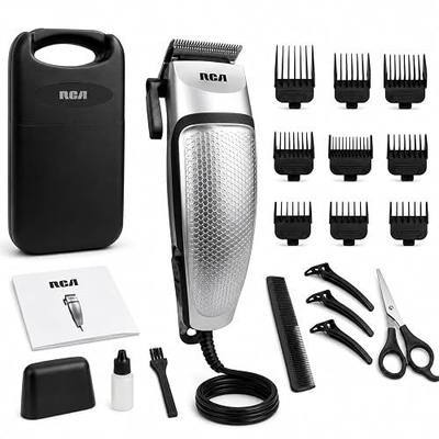 RCA Body Groomer for Men, Head-to-Toe Power Trimmer Full 21 PC Set, Body Hair Trimmer for Men with 11 Cutting Guides, Electric Razor for Men, All-Over Trimmer Kit with Storage Case