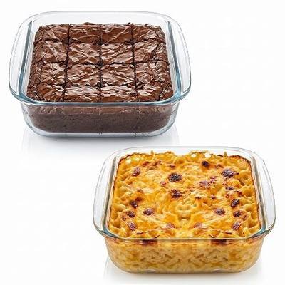 2 Pack Glass Baking Dishes, 8 * 8 Inch Small Square Casserole Pan for Oven | 2QT, Borosilicate glass, Heat-resistant, Microwave & freezer and dishwasher safe