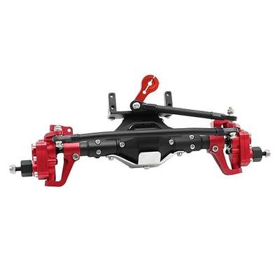 SCX10 Axles Front & Rear Portal Axles Front and Rear Portal Axle CNC Aluminum Alloy Anodized for Axial SCX10 II Spiral Gear 90046 90047 D90 RC4WD (Red Front Axle)