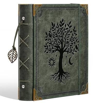 Ovesmusl Vintage Photo Album 4x6 Leather Scrapbook Album with Writing Space 200 Photos & 30 Sheets DIY Paper Memory Albums Book for Anniversary Travel Vacation Family Tree, Green Tree
