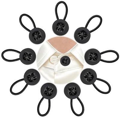 9PCS Collar Extenders for Dress Shirts, Soft Elastic Neck Button Extender Compatible with Men's Button-Up Shirts, Instant 1-1.5 Inch Extra Space for Tight Collars (9, Black)