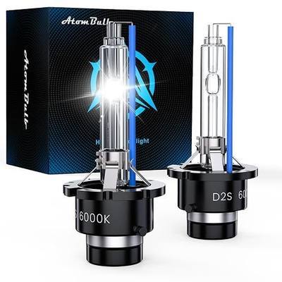 D2S HID Bulbs, 6000K Cool White, 3800LM Xenon Replacement Bulbs, 3000+ HRS Lifespan, 1:1 Beam Pattern, Plug and Play Installation Kit Only Fit for HID Assembly, 2 Pack
