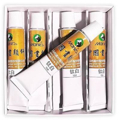 Marie's Chinese Painting Color Tubes,Professional Watercolor Pigment Set 12ml*5pcs Titanium White