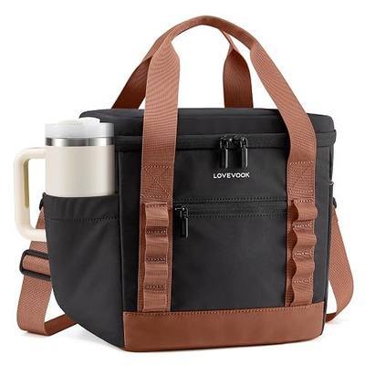 LOVEVOOK Insulated Lunch Bag for Women men, Large Leakproof Adult Lunch Box | 180° Wide Opening, Fits 40oz Cup, Heat-Sealed Leakproof, 4-Layer Thermal Insulation, Multi-Functional DIY Webbing