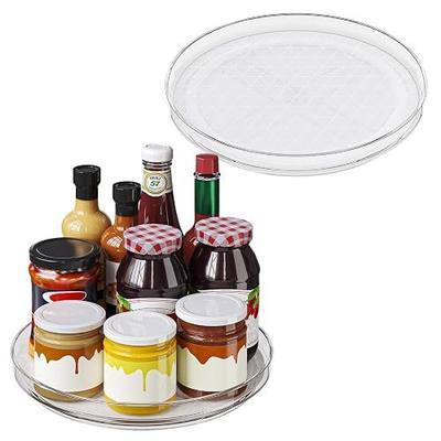 2 Pack Lazy Susan Turntable Organizer with Non-Slip Mat, 9 Inch, Clear | 360 Rotating, Easy Clean, Spice Rack for Kitchen Counter, Pantry Cabinet, Fridge, Spinning Tray for Bathroom, Makeup Vanity
