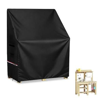Kids Outdoor Mud Kitchen Cover,Heavy Duty Waterproof & Anti-UV Dustproof Outdoor Wooden Play Kitchen Covers,31.5" W x 19.7" D x 37.4" H,Cover Only