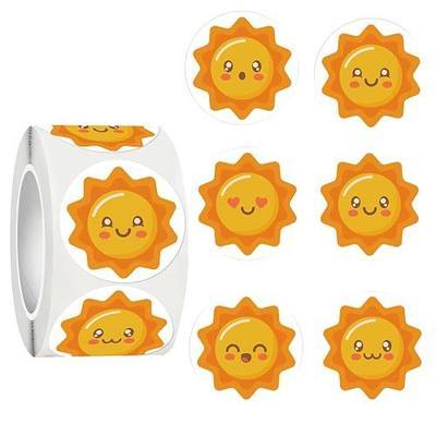 500PCS Cute Sun Stickers for Kids, Cartoon Sunshine Stickers Roll | Waterproof 6 Designs Sunshine Reward Stickers for Student Planner,Teacher Supplies for DIY, Crafts, Water Bottles, Laptop