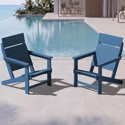 SERWALL Modern Adirondack Chairs Set of 2,Slateless,Solid Backrest,Blue | Ergonomic Solid Backrest,Great Comfort,Waterproof,Sturdy HDPE,Perfect for Outdoor Use