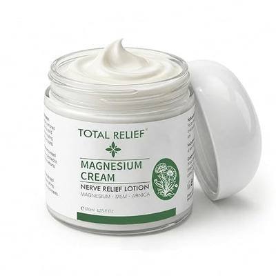 TOTAL RELIEF Magnesium Cream - Extra Strength Lavender Magnesium Lotion for Foot, Hands, Legs, Toes Includes Arnica, Vitamin B6, Aloe Vera, MSM