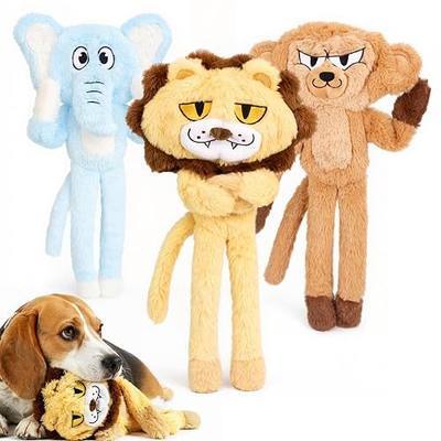 No Stuffing Dog Squeaky Toys - Dogs Go Crazy for It! | Dual Jumbo Squeakers, 3 Fun Animals, Keep Dogs Busy & Boredom Buster