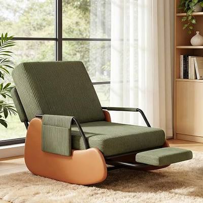 Furniliving Modern Glider Rocking Chair, Upholstered Nursery Glider Chair with Adjustable Recline & Retractable Footrest, Comfortable Lounge Chair for Mom Nursery Living Room Bedroom Green