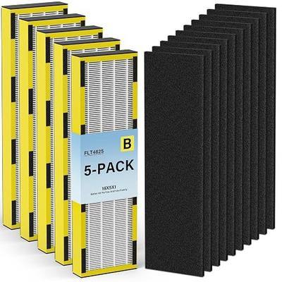 FLT4825 HEPA Filter B Replacement Compatible with Guardian Air Purifier Models AC4825 AC4825E AC4825W AC4300 AC4800 AC4850PT AC4850 AC4900 AC4820 AP2200CA, 5 HEPA Filters + 10 Carbon Pre-Filters