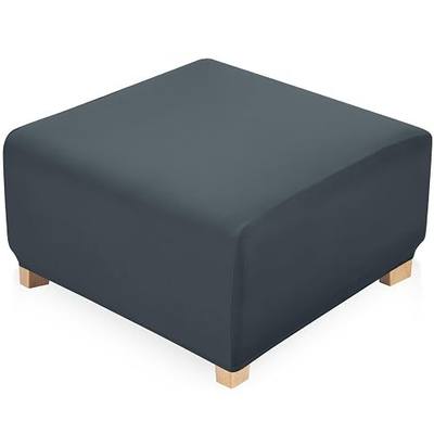 YISUN Super Stretch Square Ottoman Cover – Soft Form Fit Ottoman Slipcover for Foot Stool & Folding Storage, Washable Furniture Protector with Non-Slip Elastic Bottom (M, Dark Grey)