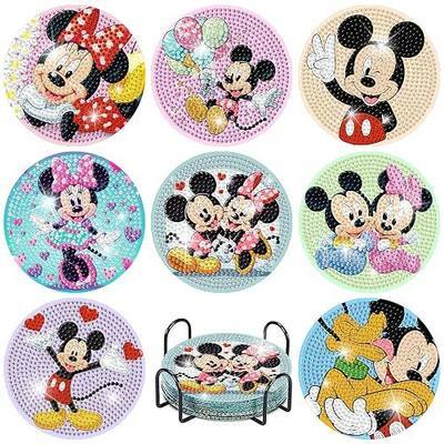 LWZAYS Diamond Painting Coasters Kits, 8 Pack Cartoon Diamond Art Coasters with Holder, Crafts Kits for DIY Coasters, Diamond Art Coasters 2.0