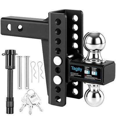 2" Adjustable Trailer Hitch - 22500 LBS, 2" & 2-5/16" Ball Tow Hitch | Tow Hitch Fits 2 inch Receiver, 6 inch Rise/Drop Hitch, 22500 LBS GTW Truck Hitch with Anti-Theft Pin Locks