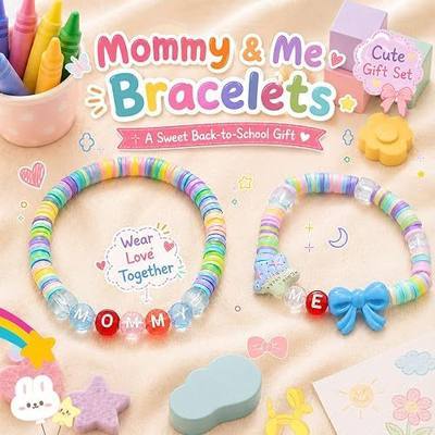 First Day of Kindergarten School/Back to School/First Day of Preschool Bracelet Gifts, Mommy and Me Matching Bracelets Set for Mother Daughter, Bracelet Gift with Card & Gift Box for Pre-K