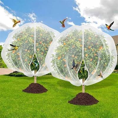 Garden Bird Netting for Insects, 2 Pack 5x3.28ft, Fruit Tree Netting with Zipper & Drawstring, Ultra Dense Mesh Plant Covers for Blueberry Tomato Cherry Peach Apple Trees Pest Barrier (5x3.28FT)