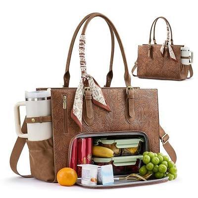 LOVEVOOK Work Tote Bag for Women with Lunch Compartment fits 15.6" Laptop | 3 in 1 Insulated Lunch Work Bag with Large Tumbler Holder, Cooler Tote Handbag Purse for Teacher, Nurse, College, Travel