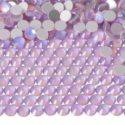 Flatback Glass Crystal Rhinestones Rounds Gems for Bedazzling Nails Art Crafts Decorations Clothes Shoes(SS3 1440pcs, Opalite Light Violet)