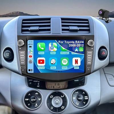 Upgrade Car Radio Stereo for Toyota RAV4 2006 2007 2008 2009 2010 2011 2012, 8 Inch Touch Screen Head Unit with Wireless Carplay Android Auto GPS Navigation FM Bluetooth SWC 5G WiFi HD Backup Camera