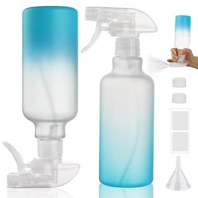 16.9oz Plastic Spray Bottles 2 Pack, 360° Any-Angle Spraying | Refillable Bottle with Adjustable Nozzle, Leakproof Empty Mist Bottles for Household Cleaning Plant Hair Daily Use