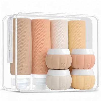 Redfly 13-Piece TSA-Approved Travel Size Bottles for Toiletries, Leak proof | Travel size toiletries, BPA-free silicone, clear toiletry bag, under 3.4oz, wide mouth,BPA-free silicone, shampoo, lotion