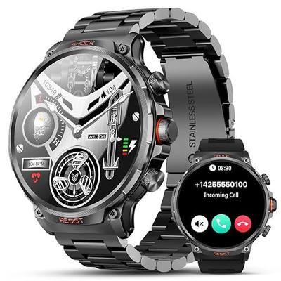 Military Rugged Smart Watches for Men, 1.85" HD Tactical Fitness Tracker | Answer/Make Calls, 710mAh Battery, 100+ Sports Modes, Heart Rate/SpO2/Sleep Monitor, IP67 Waterproof, for Android iOS