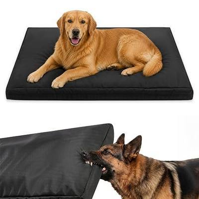 Indestructible Chewproof Dog Pet Bed with Shredded Foam, 17*23*4in | Chew Resistant Thickened Dog Pad, Durable Waterproof Pet Mat with Washable Removable Cover for Aggressive Chewers for Crate