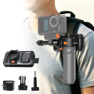 Camera Clip for Backpack Strap Mount,Adjustable Backpack Camera Mount with Multi-Function Adapter,Hands-Free POV Mount for GoPro,DJI Osmo,Insta360(Carbon Black)(No Selfie Sticks & Cameras)
