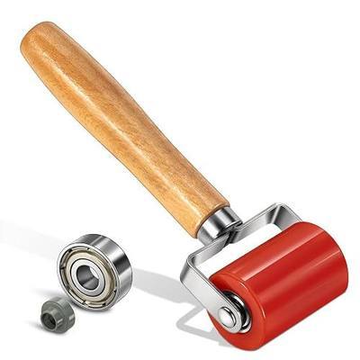 LUMITECO Automotive Sound Deadening Roller Tool, Upgraded Dual Bearing PU Seam Roller with Ergonomic Wood Handle for Car Audio Sound Deadener, Heat Insulation Mat Installation, Wallpaper, Vinyl Wrap