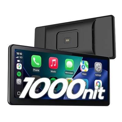 CarpodGo T4 8.9" 1000-Nit 60fps Portable CarPlay Screen for Car,Wireless Apple Car Play & Android Auto,Magnetic Quick-Release Mount with Pogo-Pin Power,Full HD Touchscreen,Fits Cars Trucks & RVs